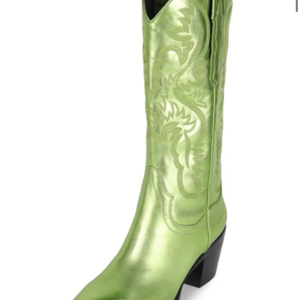 Jeffrey Campbell Green Heeled Boots with Western Flair